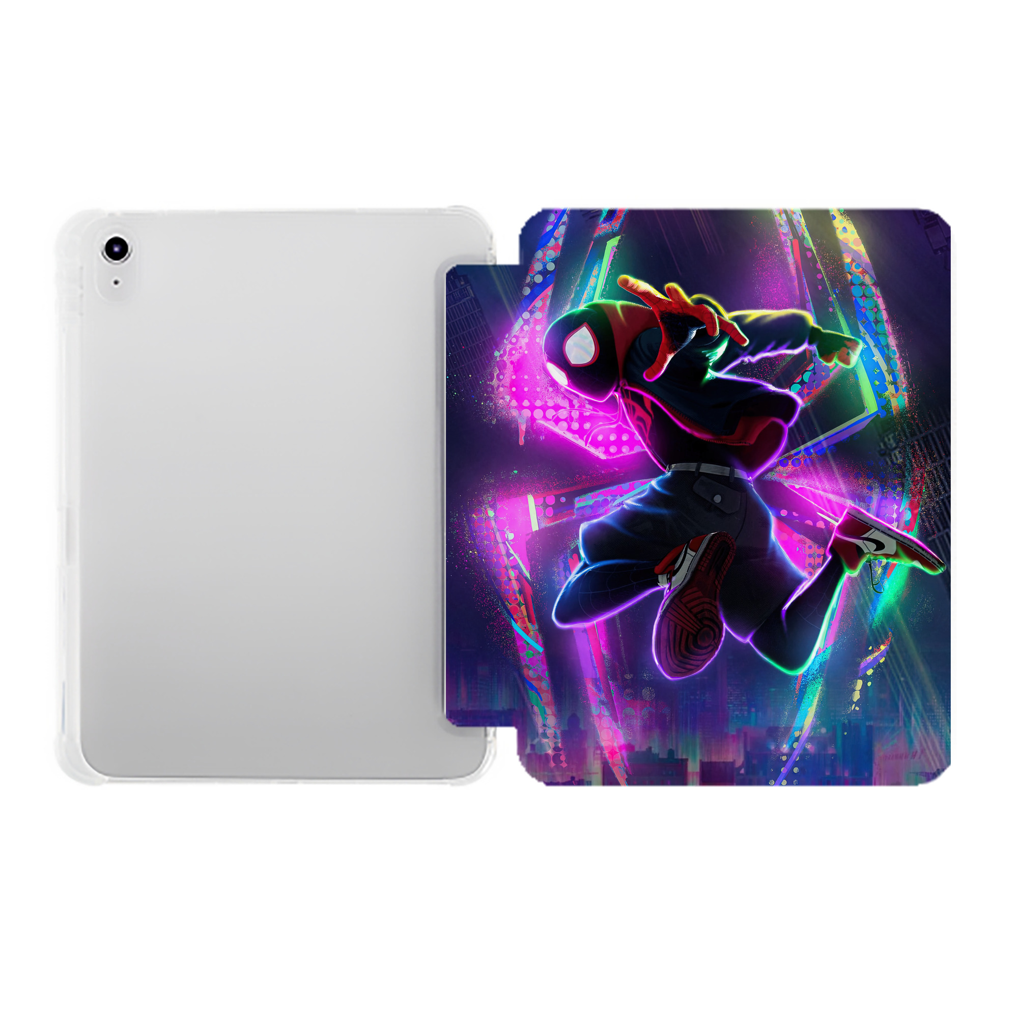 （画像用） Spider Man スパイダーマン IPad ケース ペン収納付き 三つ折りスタンド PUレザー×シリコン 対応機種9.5/10.5/10.9インチ